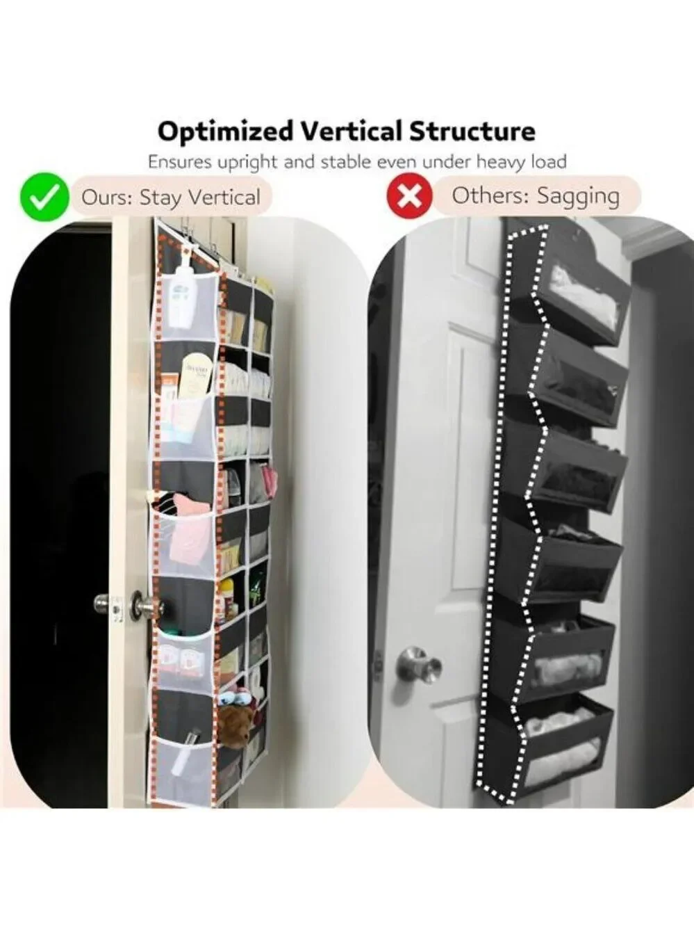 Over Door Organizer 5 Tier 10 Pocket Hanging Storage for Closet Bathroom